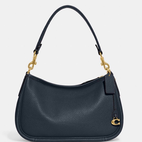 Coach Cary Navy Leather Crossbody Bag with Gold Accents - Picture 1 of 8